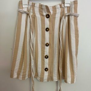 Hollister Tie Belt Button Striped Skirt